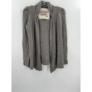Anthropologie Meguro River Cardigan Gray SMALL Puff Sleeve  Wool Blend Sweater